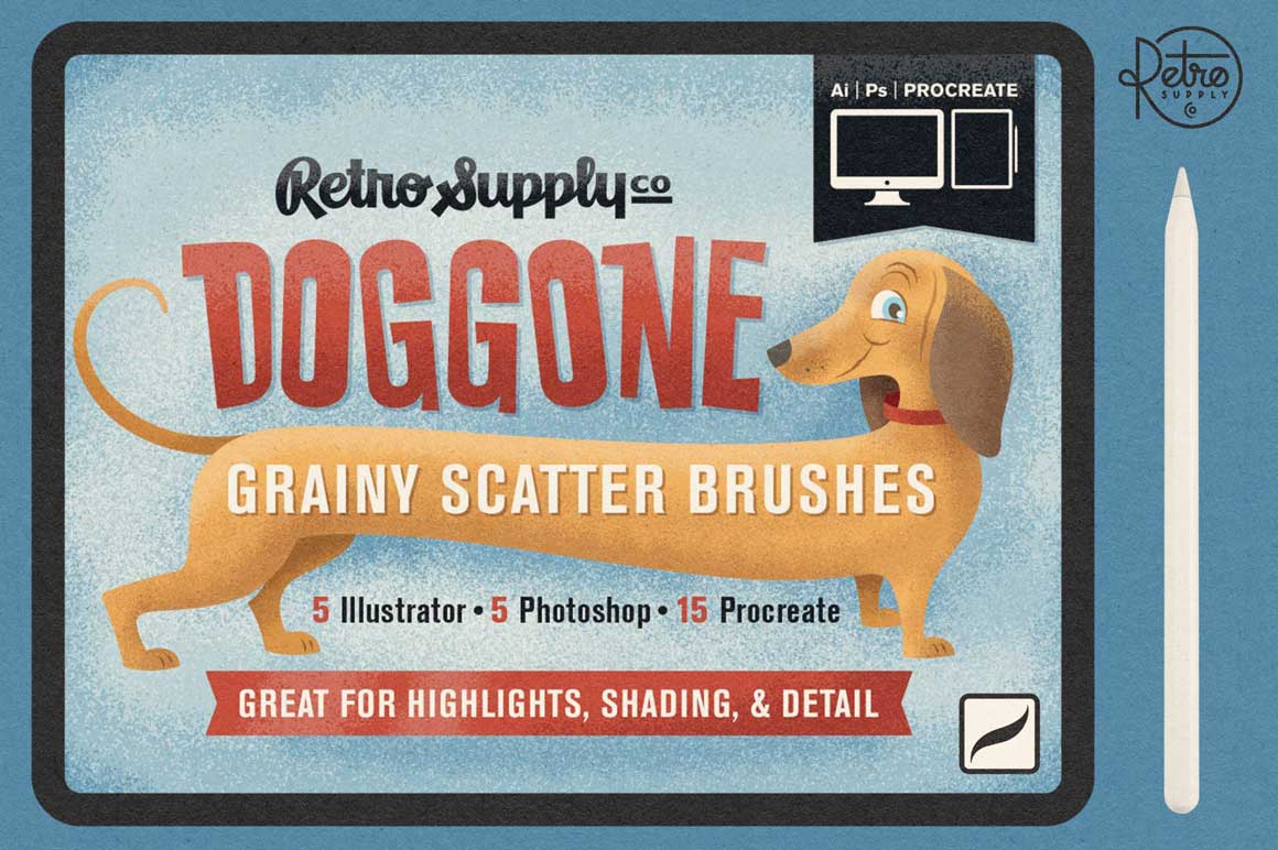 Doggone Grainy Scatter Brushes by Von Glitschka | for Procreate
