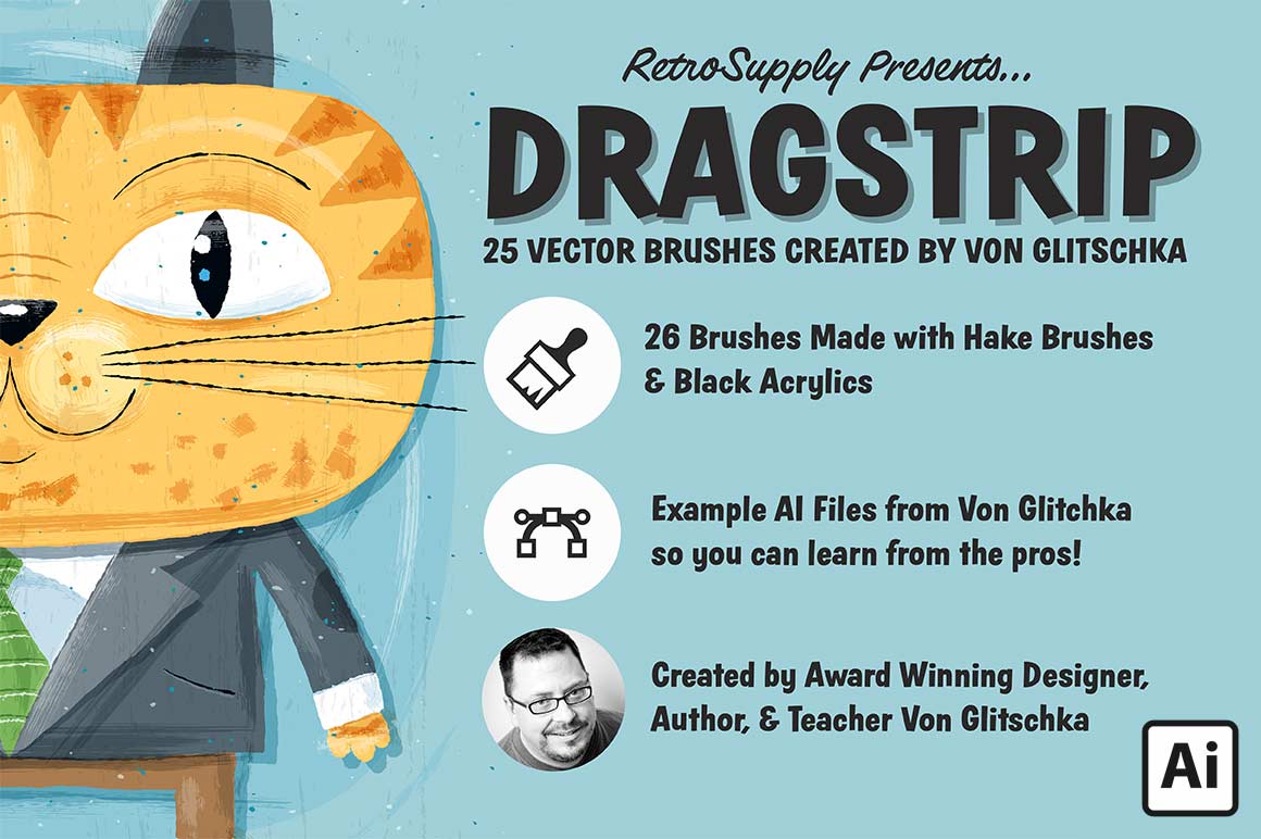 Dragstrip | Illustrator Brush Kit by Von Glitschka for Adobe Illustrator