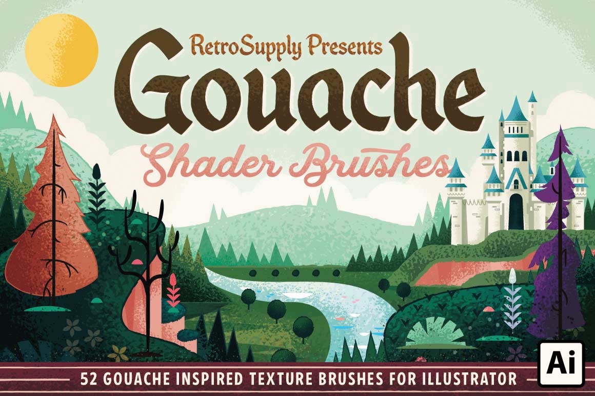 Gouache Shader Brushes for Adobe Illustrator