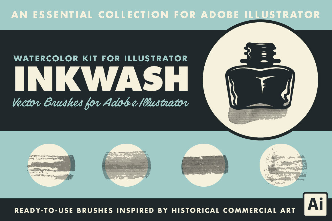 InkWash | Vector Ink and Water Brushes for Adobe Illustrator