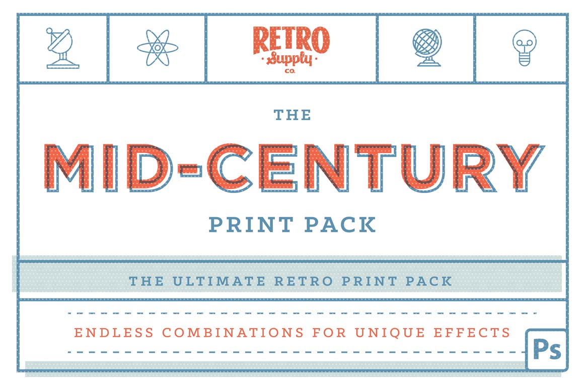 The Mid Century Print Pack Mega Bundle for Adobe Photoshop
