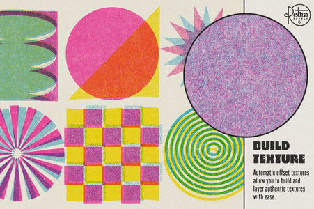 Risograph for Adobe Illustrator. Textures allow you to build new colors automatically.