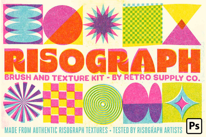 Risograph Brush and Texture Kit for Photoshop