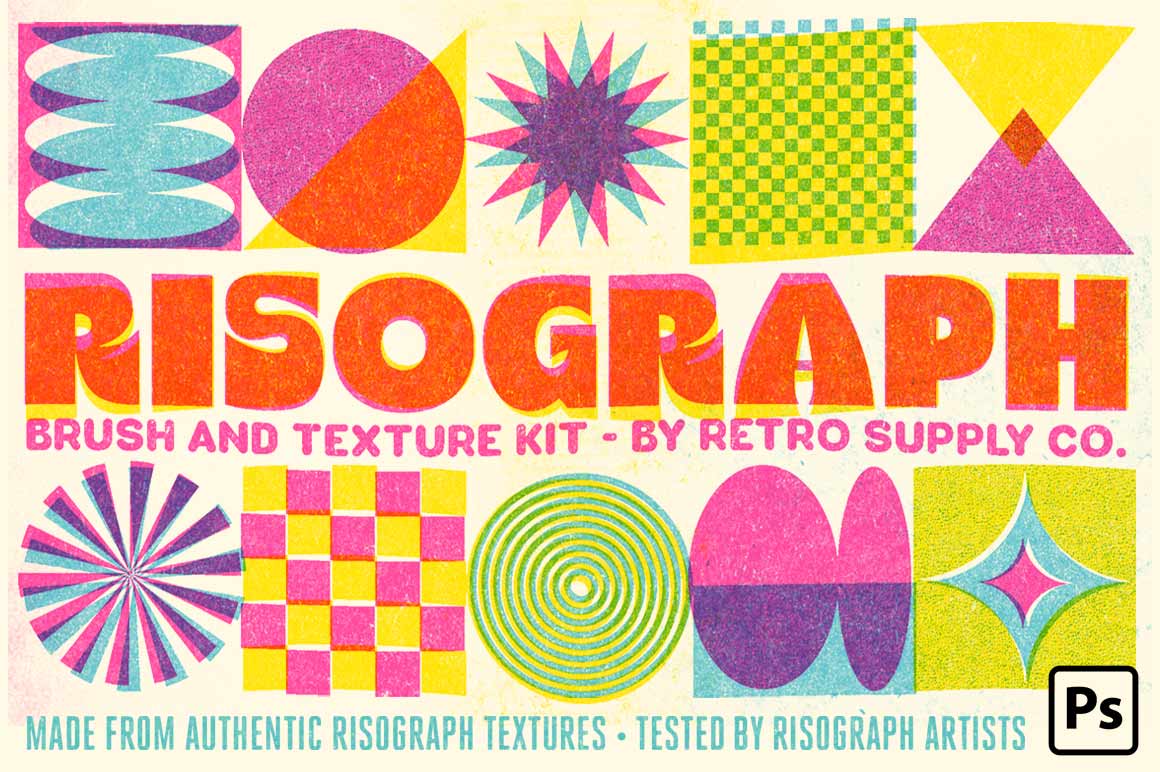 Risograph Brush and Texture Kit for Photoshop | RetroSupply Co.