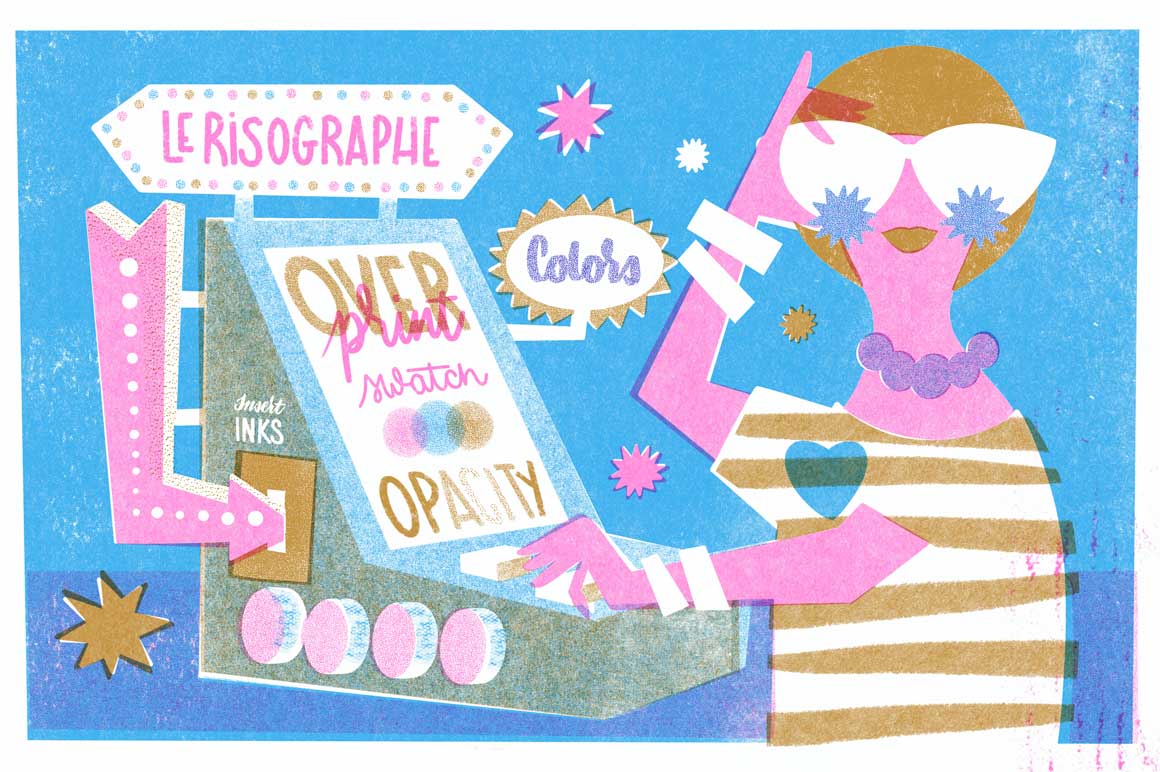 Risograph Brush and Texture Kit for Illustrator