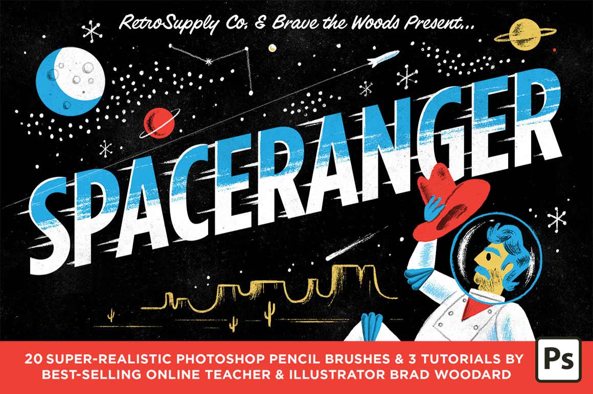 SpaceRanger Brush Kit and Tutorial Pack for Adobe Photoshop