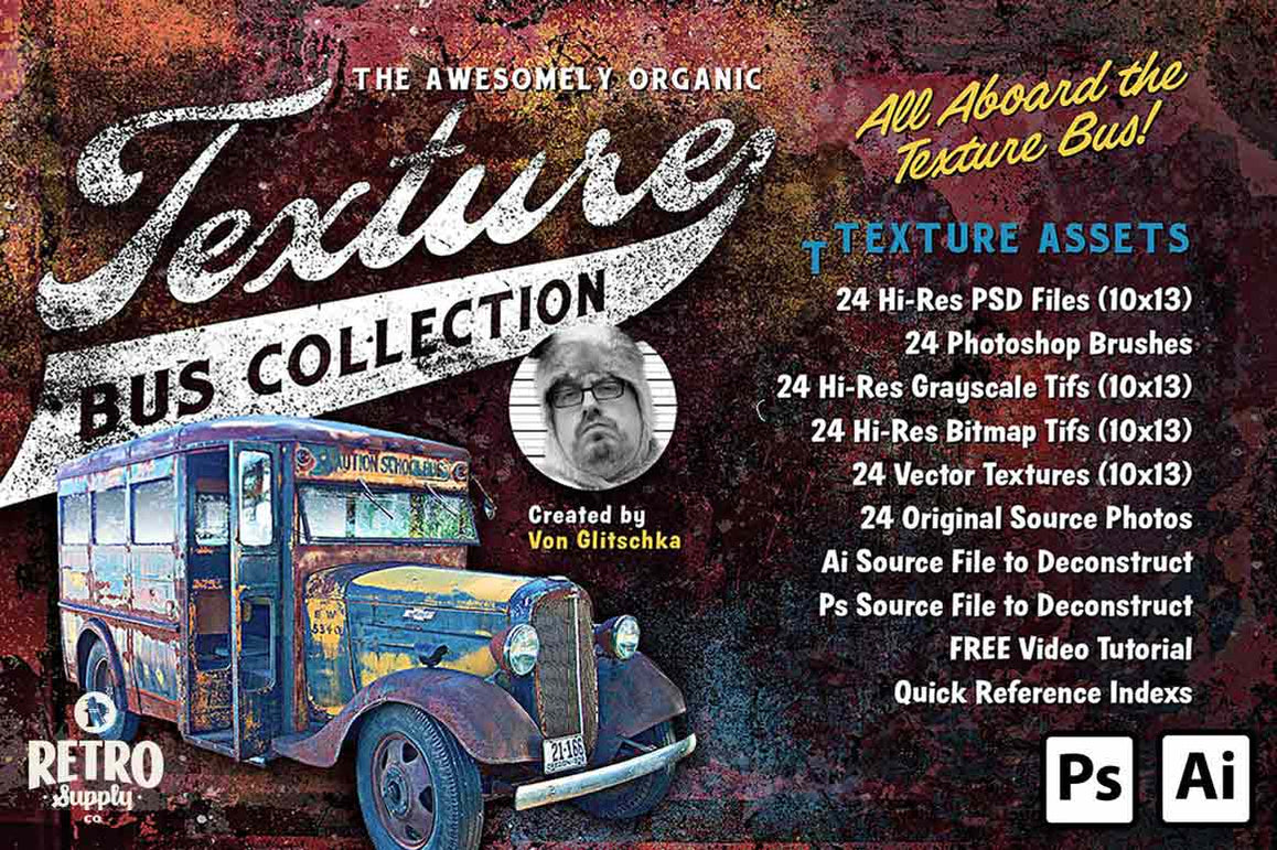 The Awesomely Organic Texture Bus Collection for Adobe Photoshop ...