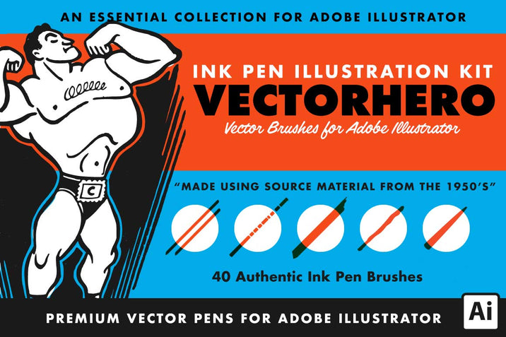 VectorHero | Pressure Sensitive Ink Brush Pack for Adobe Illustrator
