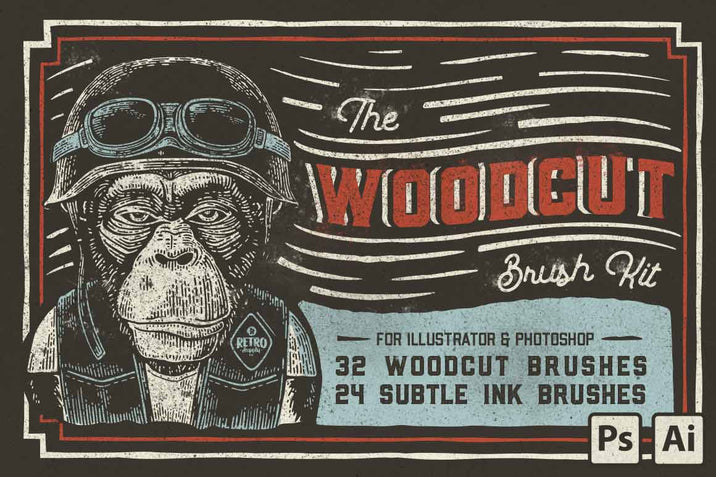 The Woodcut Brush Kit for Adobe Illustrator
