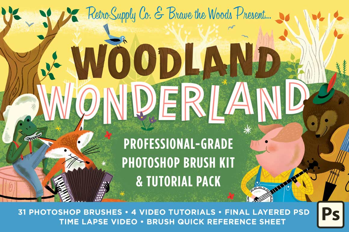 Woodland Wonderland Brush & Tutorial Pack for Adobe Photoshop