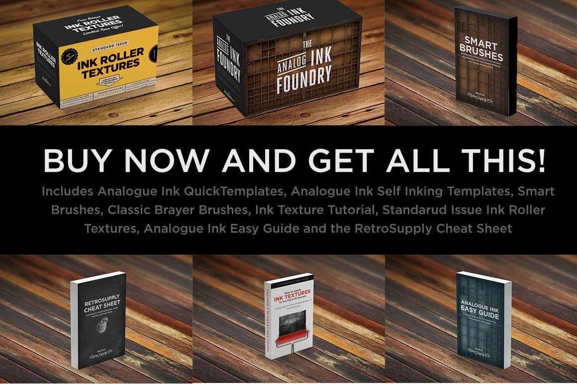 Analog Ink Foundry | Vintage & Grunge Photoshop Brushes, Texture and Templates Adobe Photoshop RetroSupply Co 