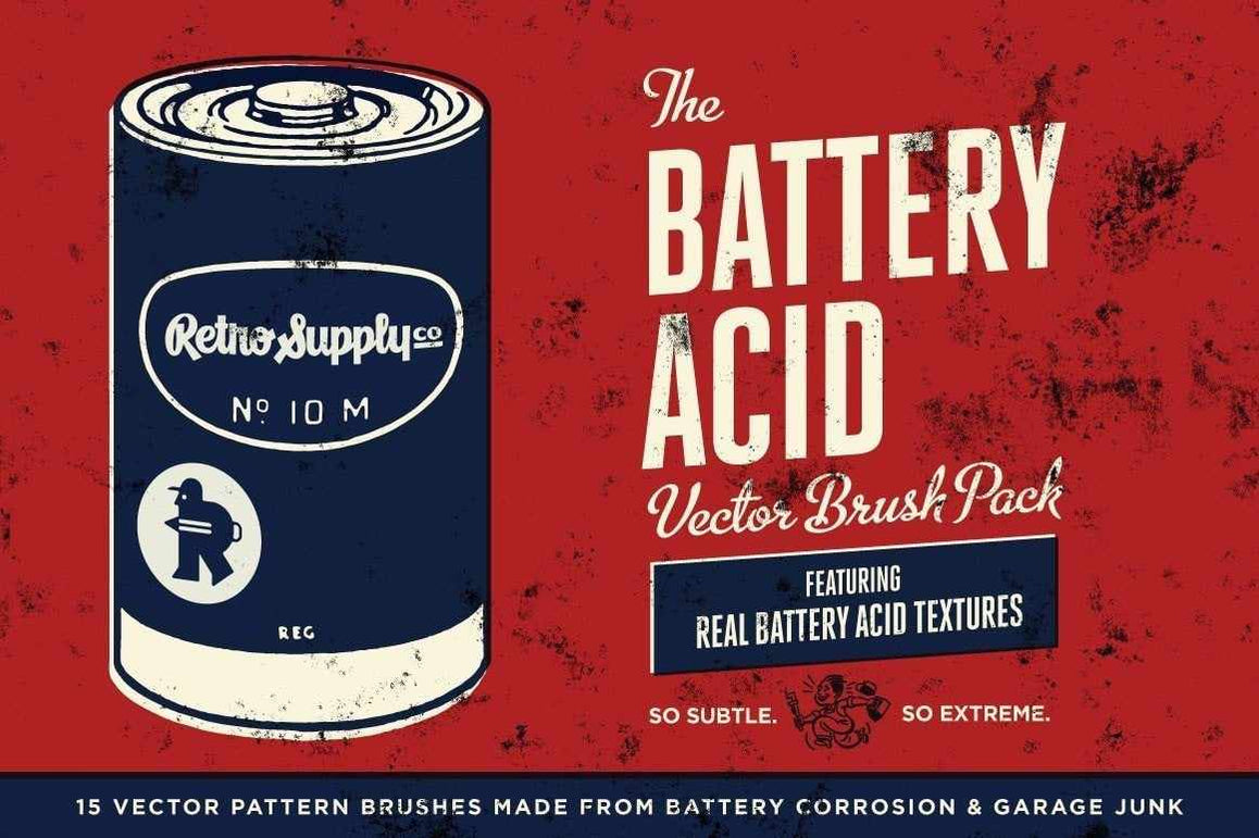 Battery Acid Vector Brushes for Adobe Illustrator - RetroSupply Co.
