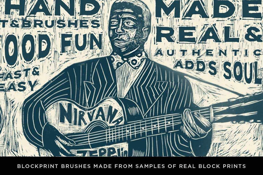 Blockprint Font & Brush Pack for Adobe Illustrator and Adobe Photoshop ...