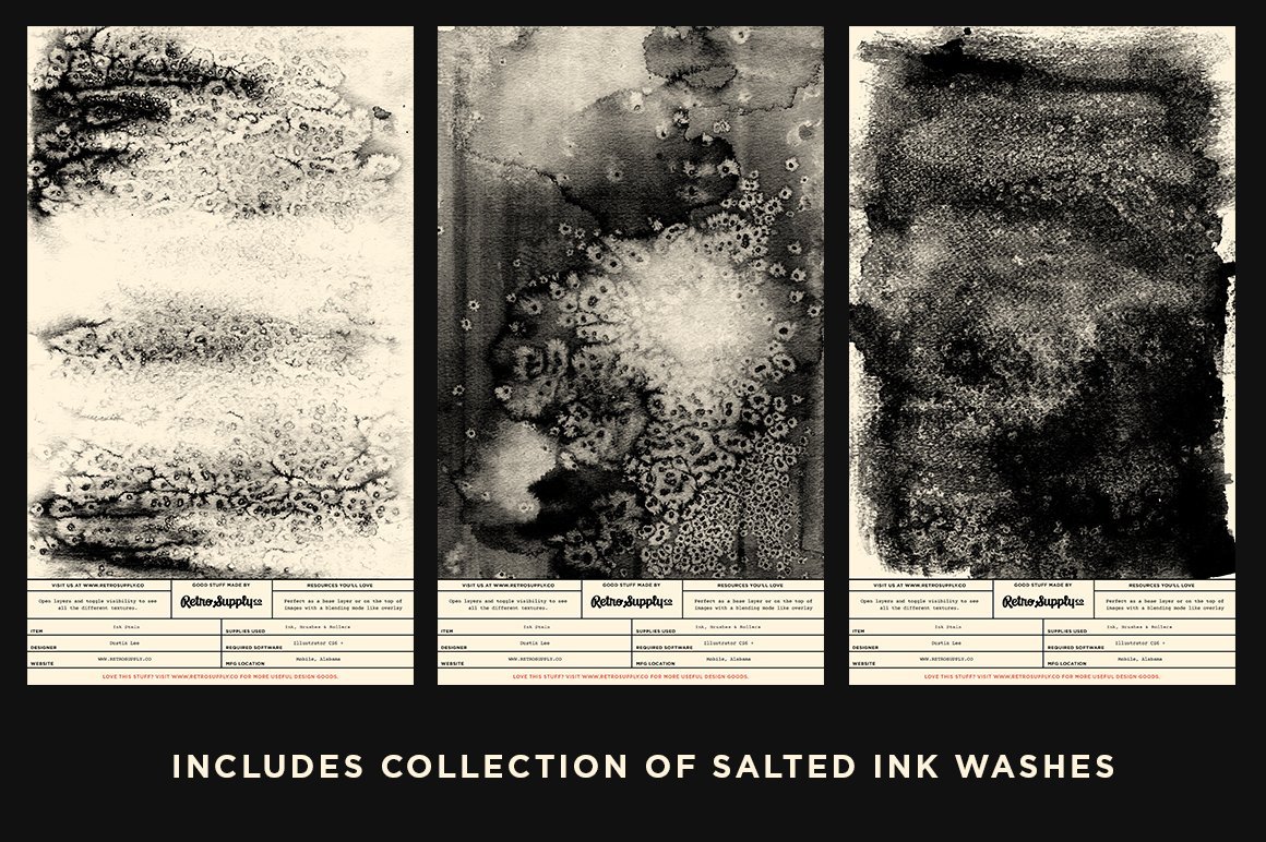 Dirty Ink | Ink Wash Textures Adobe Photoshop RetroSupply Co 