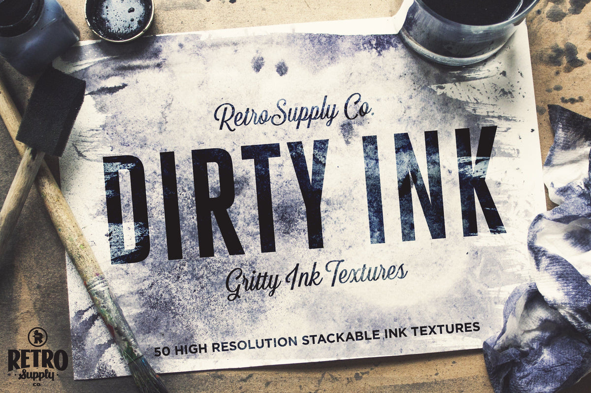 Dirty Ink | Ink Wash Textures Adobe Photoshop RetroSupply Co 