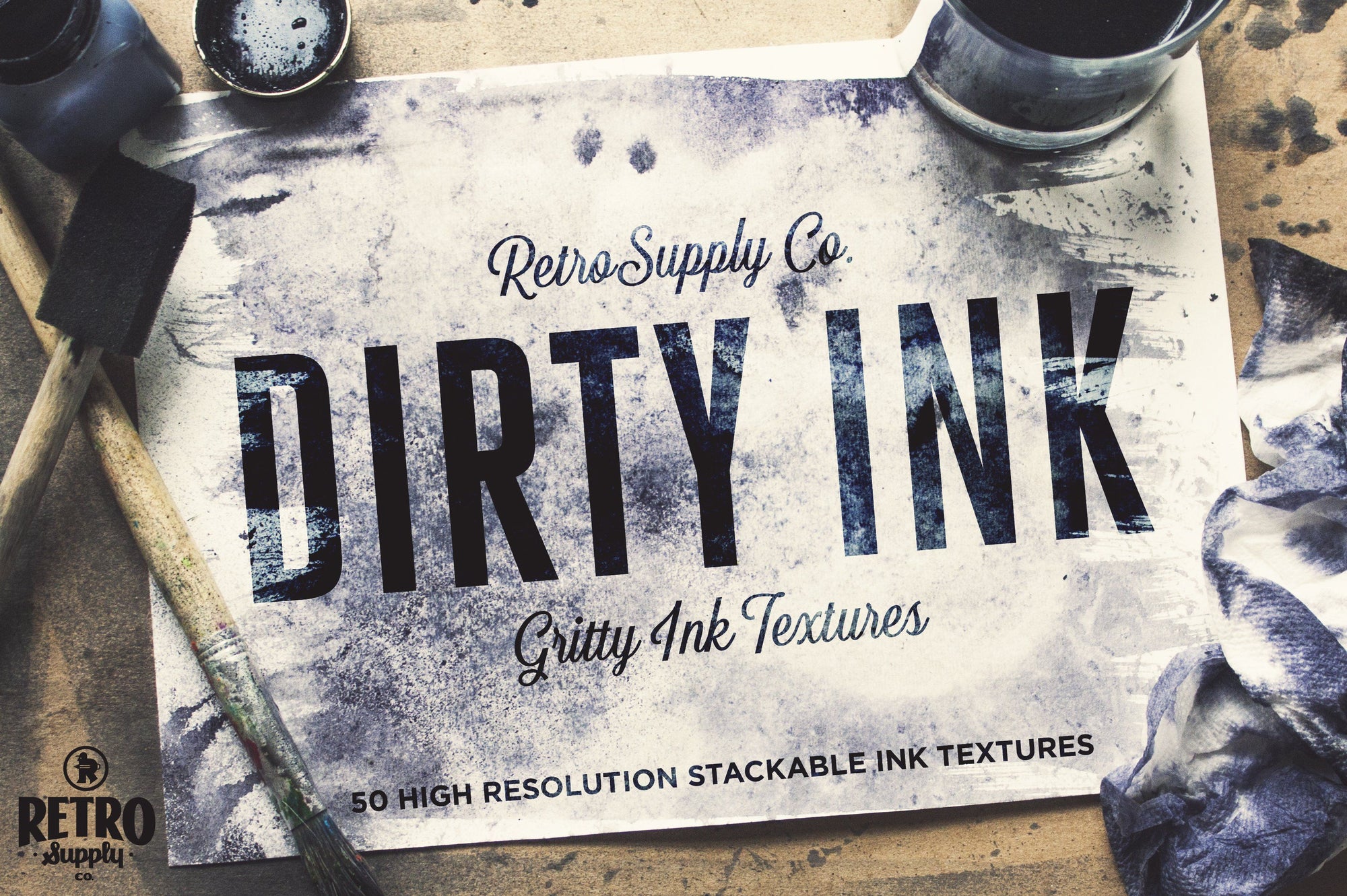 Dirty Ink | Ink Wash Textures Adobe Photoshop RetroSupply Co 