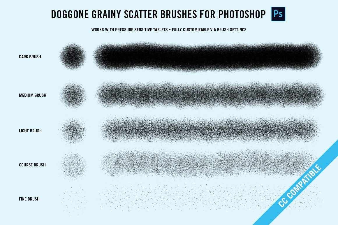 Doggone Grainy Scatter Brushes by Von Glitschka | for Photoshop RetroSupply Co. 