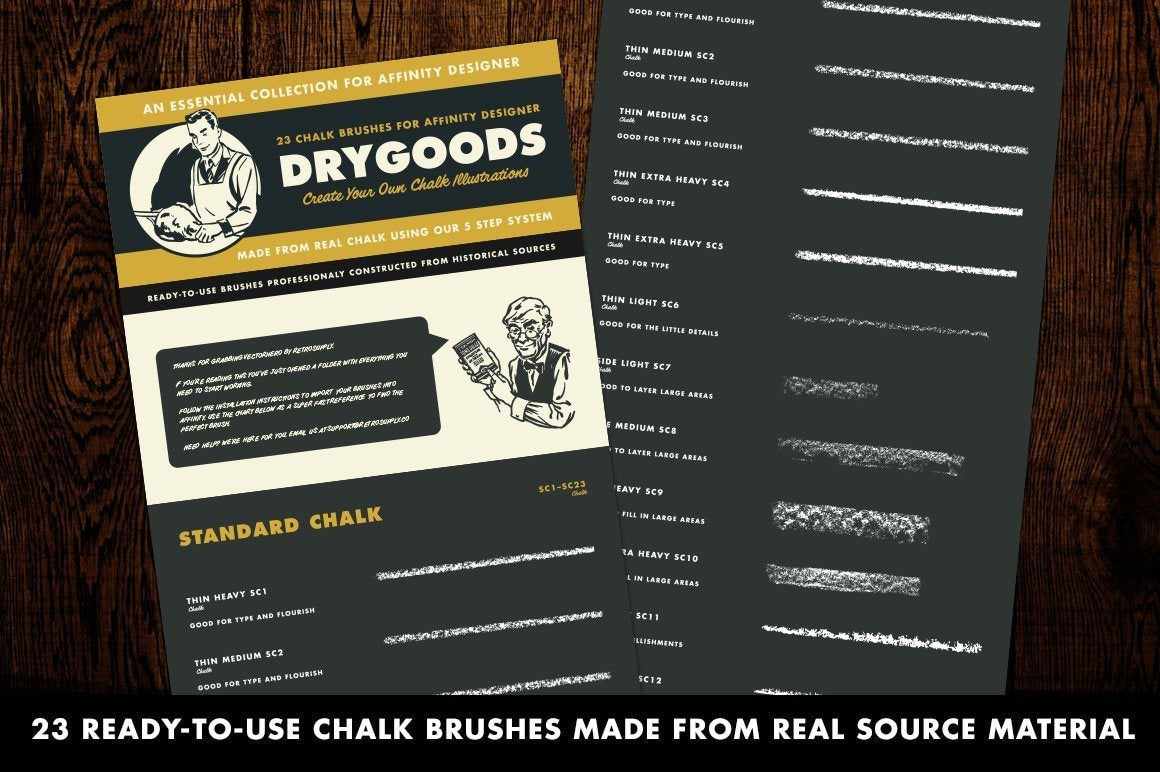 DryGoods | Chalk Brushes for Affinity Designer Affinity Designer Brushes RetroSupply Co. 