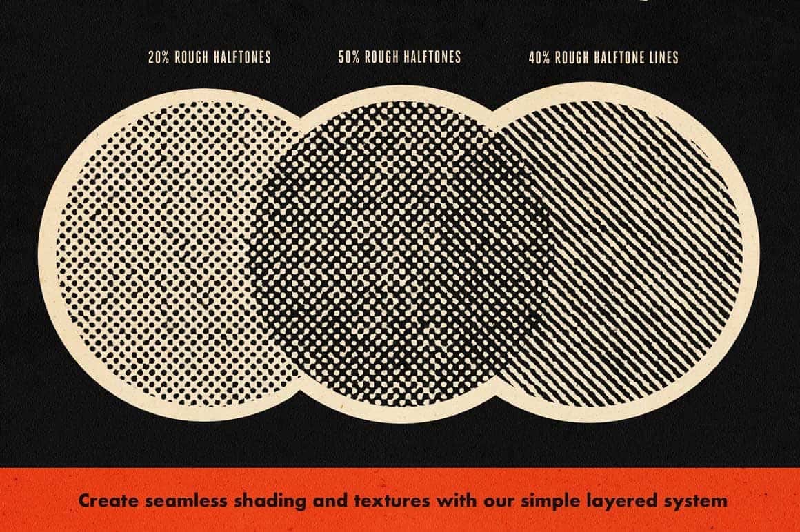 Halftone dot and line textures for Photoshop
