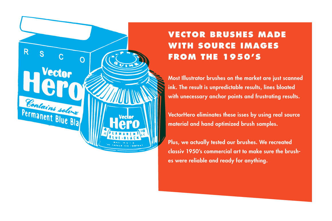 VectorHero Ink Brushes for Adobe Illustrator by RetroSupply