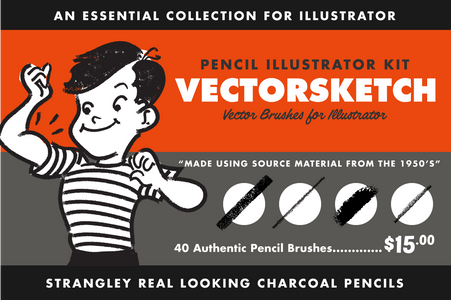 VectorSketch Pencil and Sketching Brushes for Adobe Illustrator by RetroSupply