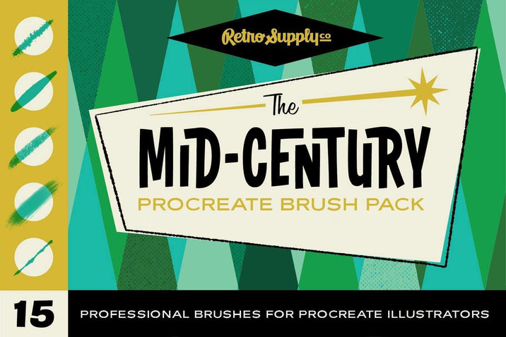 The Mid-Century Procreate Brush Pack for Procreate by RetroSupply and Brave the Woods