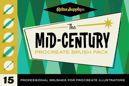 The Mid-Century Procreate Brush Pack for Procreate by RetroSupply and Brave the Woods