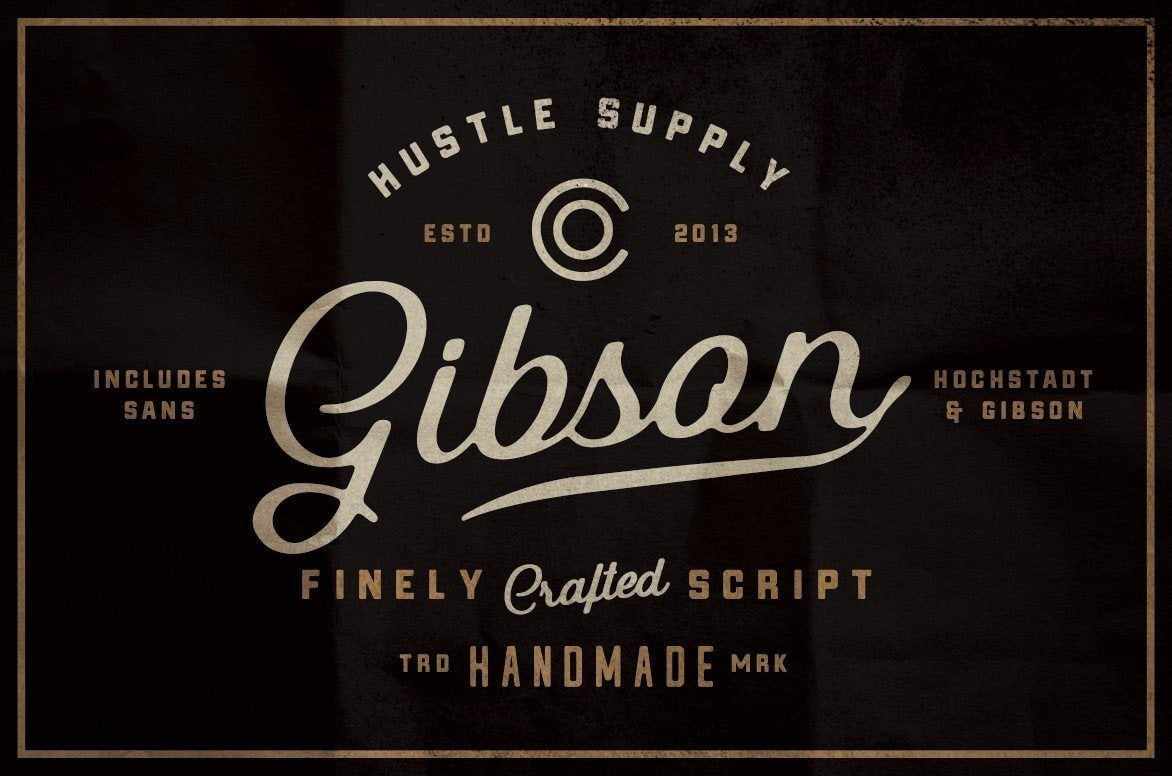 Gibson vintage script font by Hustle Supply Co.