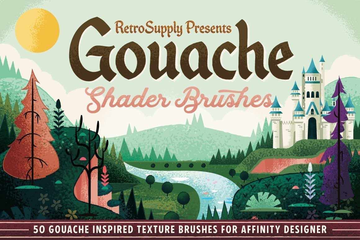 Gouache Shader Brushes for Affinity by RetroSupply