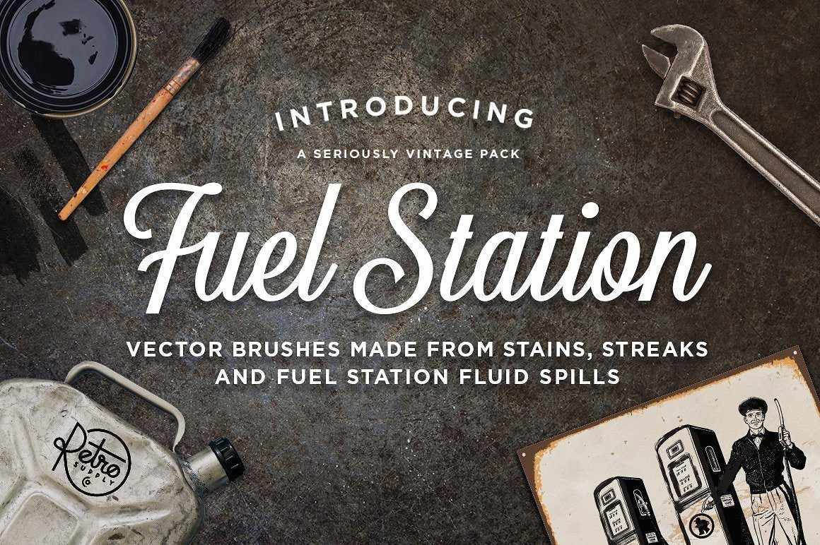 Fuel Station Grease Brushes for Affinity Designer by RetroSupply