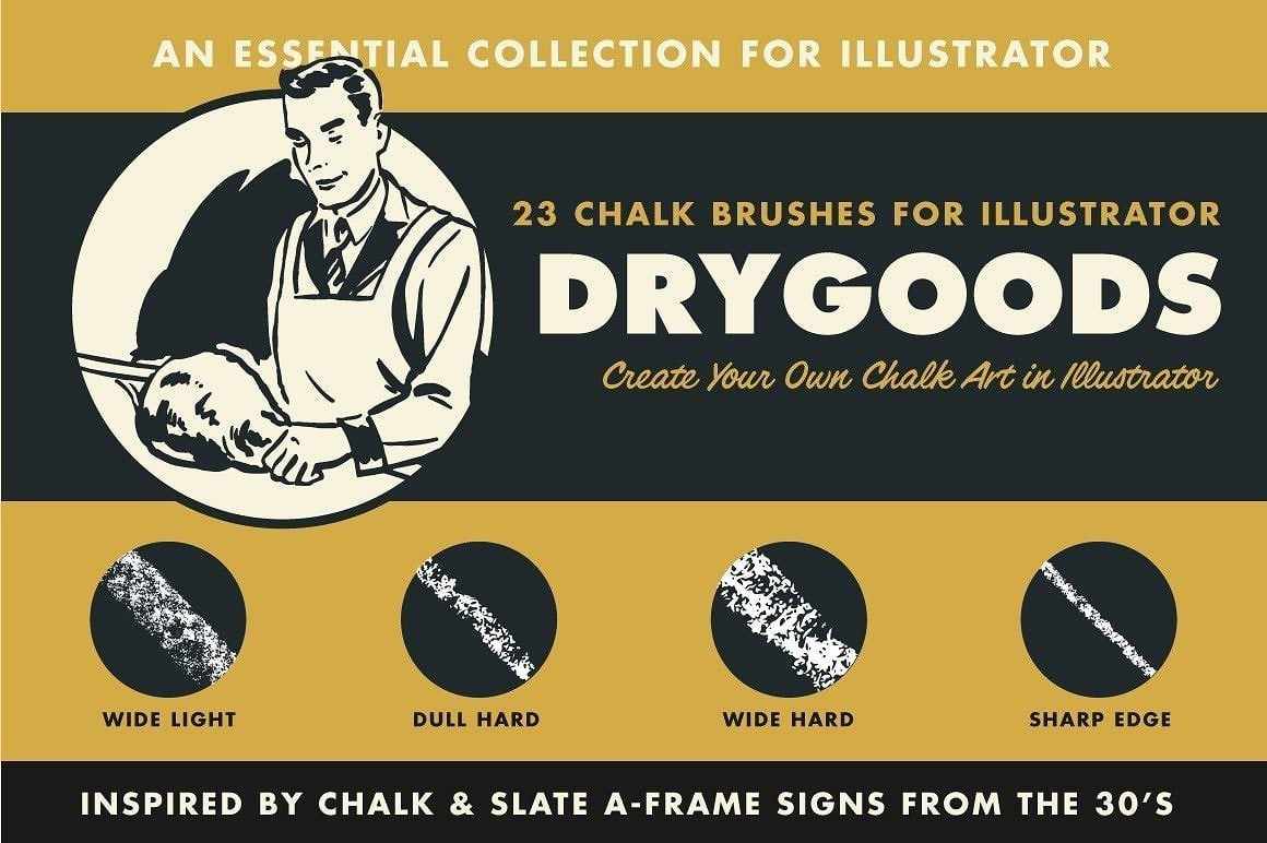 DryGoods Chalk Brushes for Adobe Illustrator by RetroSupply