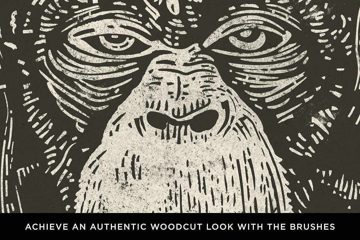 Woodcut Brushes for Adobe Illustrator by RetroSupply
