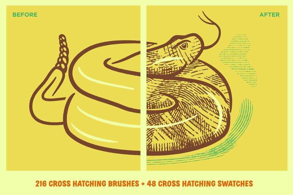 Cross-Country Crosshatchers Crosshatching Brushes for Adobe Illustrator by RetroSupply