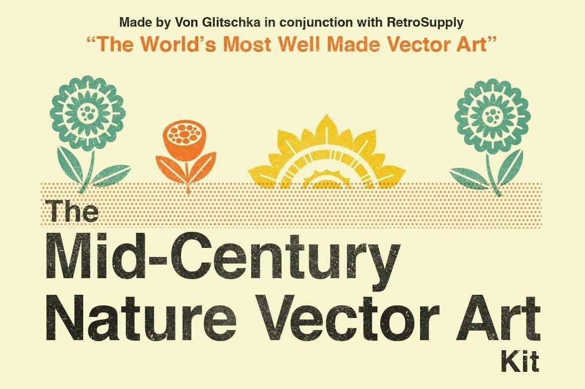 The Mid-Century Nature Vector Art Kit Logos and Vector Art RetroSupply Co 