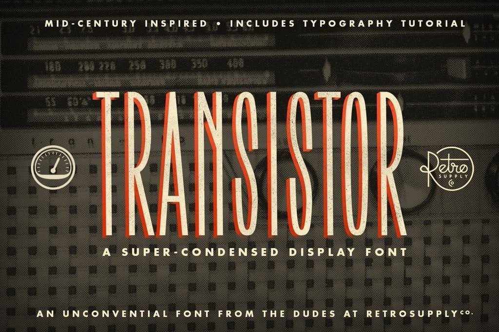 Transistor Retro Condensed Font by RetroSupply
