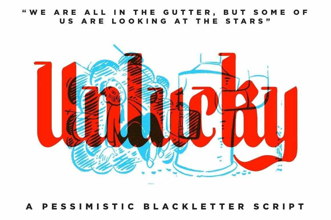 Unlucky Blackletter Script Font by RetroSupply