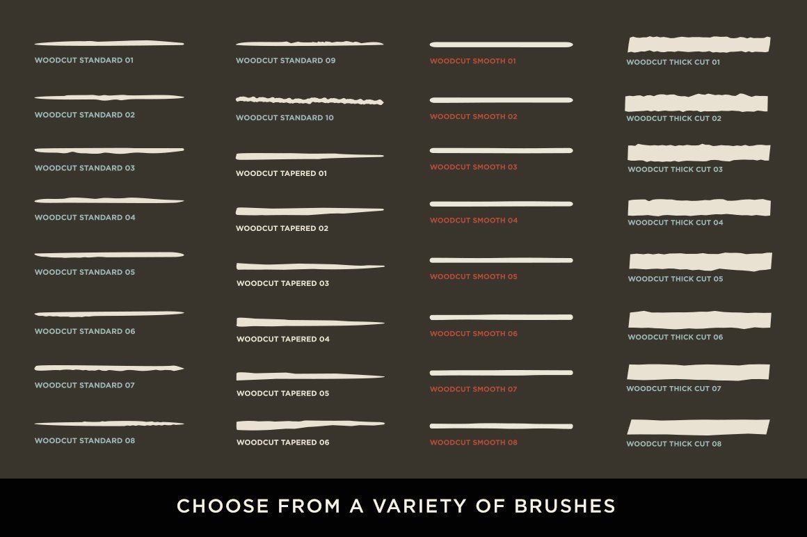 The Woodcut Brush Kit for Adobe Illustrator & Photoshop Adobe Illustrator RetroSupply Co 